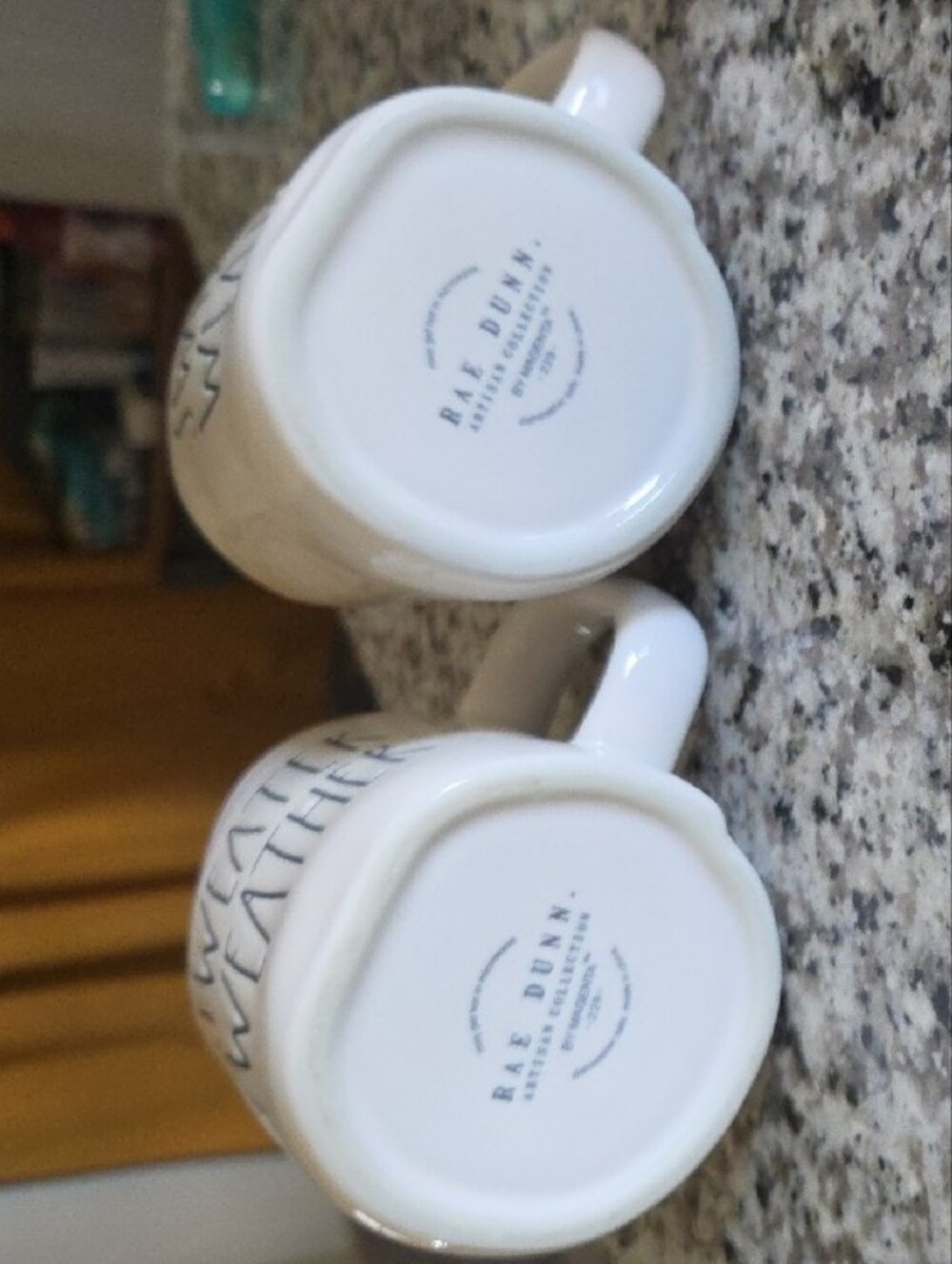 Rae Dunn Sweater Weather White Ceramic Mug with Red Interior - Set of 2 - Picture 2 of 2